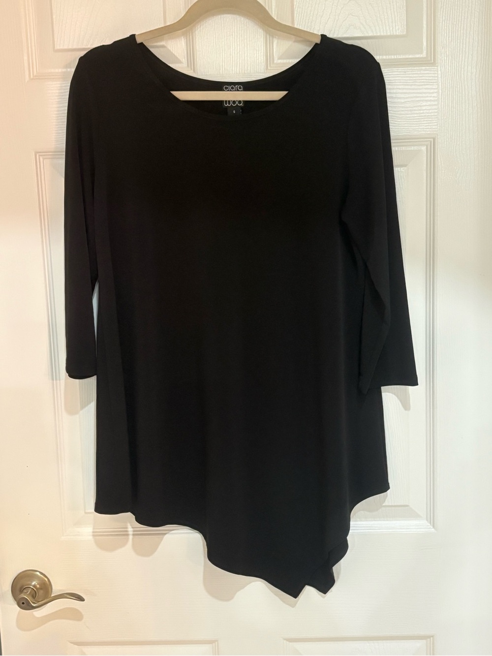 Clara Sun Woo Black Asymmetrical Hem Tunic Top — Small